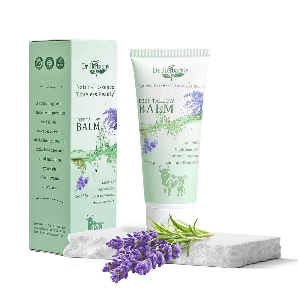 Organic Grass Fed Beef Tallow for Skin 3 In 1 Travel Size - Dr.Herbarius Official Imagery - 2