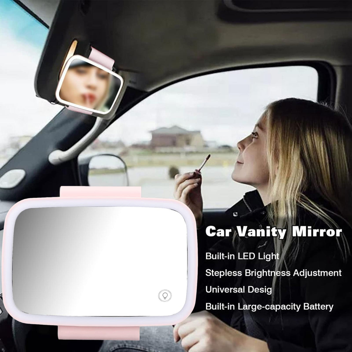 Car Cosmetic Mirror Car Sun Visor Makeup Mirror Surround LED - Keenso Official Imagery - 6