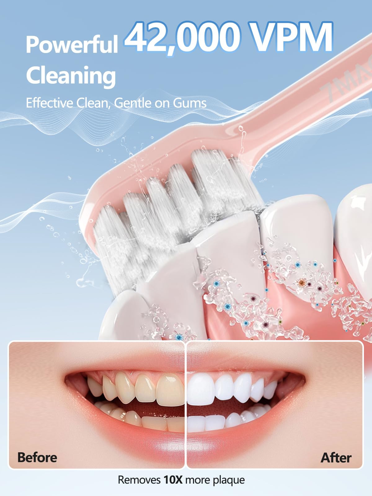 7MAGIC Sonic Electric Toothbrush 180 Day Runtime 42000 VPM 8 - 7MAGIC Official Imagery - 6