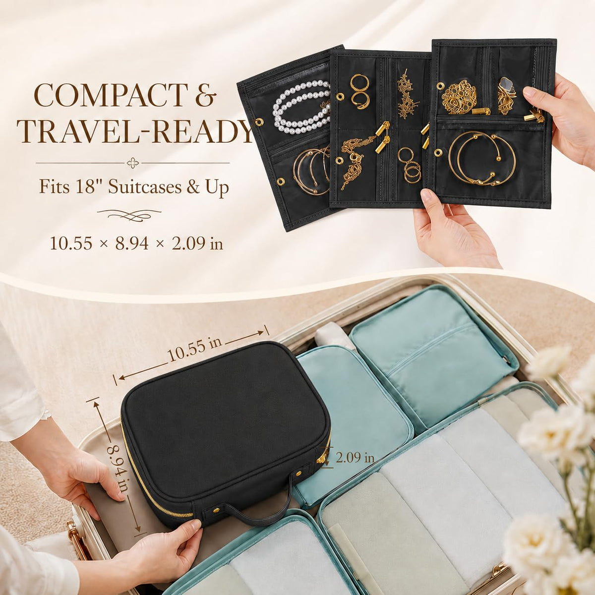 Travel Jewelry Case Organizer for Women Detachable Pouches - Vutlue Official Imagery - 7