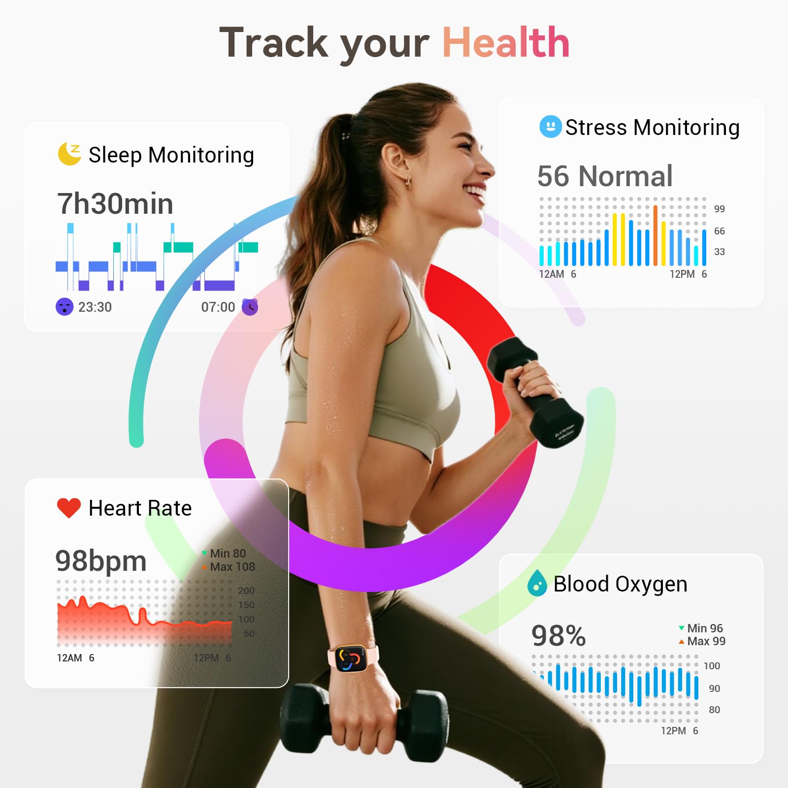 Tensky Smart Watch for Women, Answer/Make Call, 1.85" AMOLED Always-On - View 5