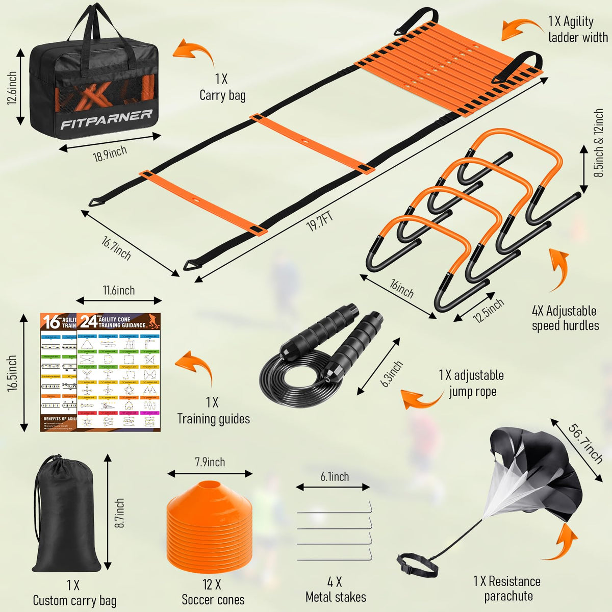 Agility Ladder Soccer Football Training Equipment Set - FITPARNER Official Imagery - 3
