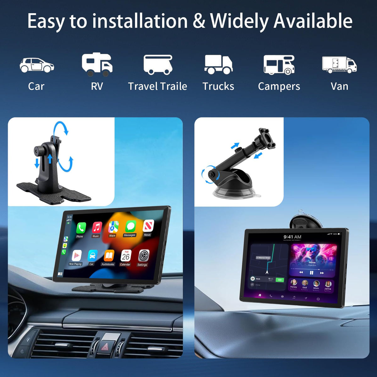 CarPlay Screen for Car 9 Wireless CarPlay Android Auto - GTVFS Official Imagery - 7