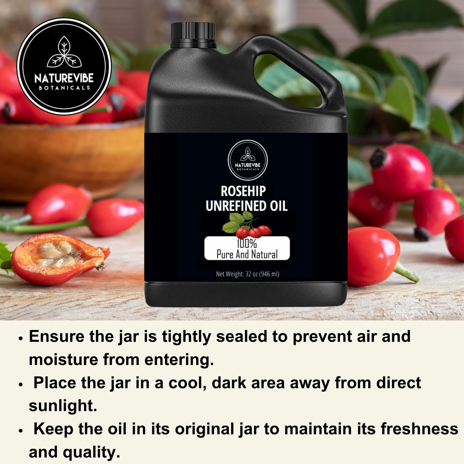 Naturevibe Botanicals Rosehip Oil 32 Ounces - 100% Pure and Natural Great for Skin C - Naturevibe Botanicals Official Product View 8