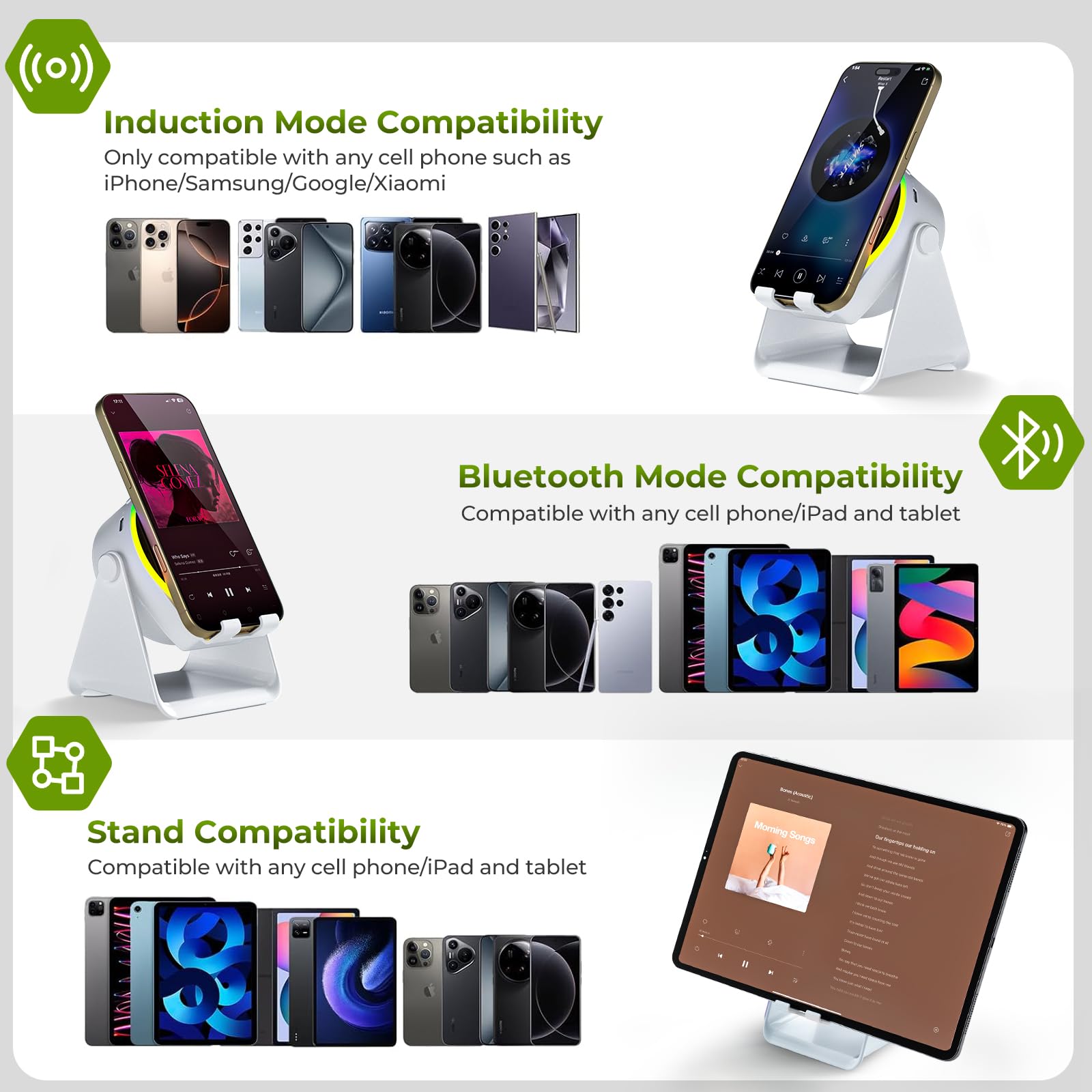 Dohelly Wireless Induction Bluetooth Speaker 4 in1 Phone Holder Speaker - Dohelly Official Product View 4