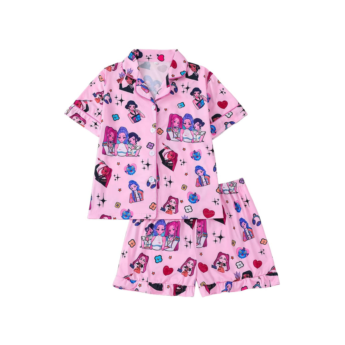 Summer 2 Piece Demon Short Sleeve Set Girls 3 14 Yrs Hunters - Looksalot Official Imagery - 1