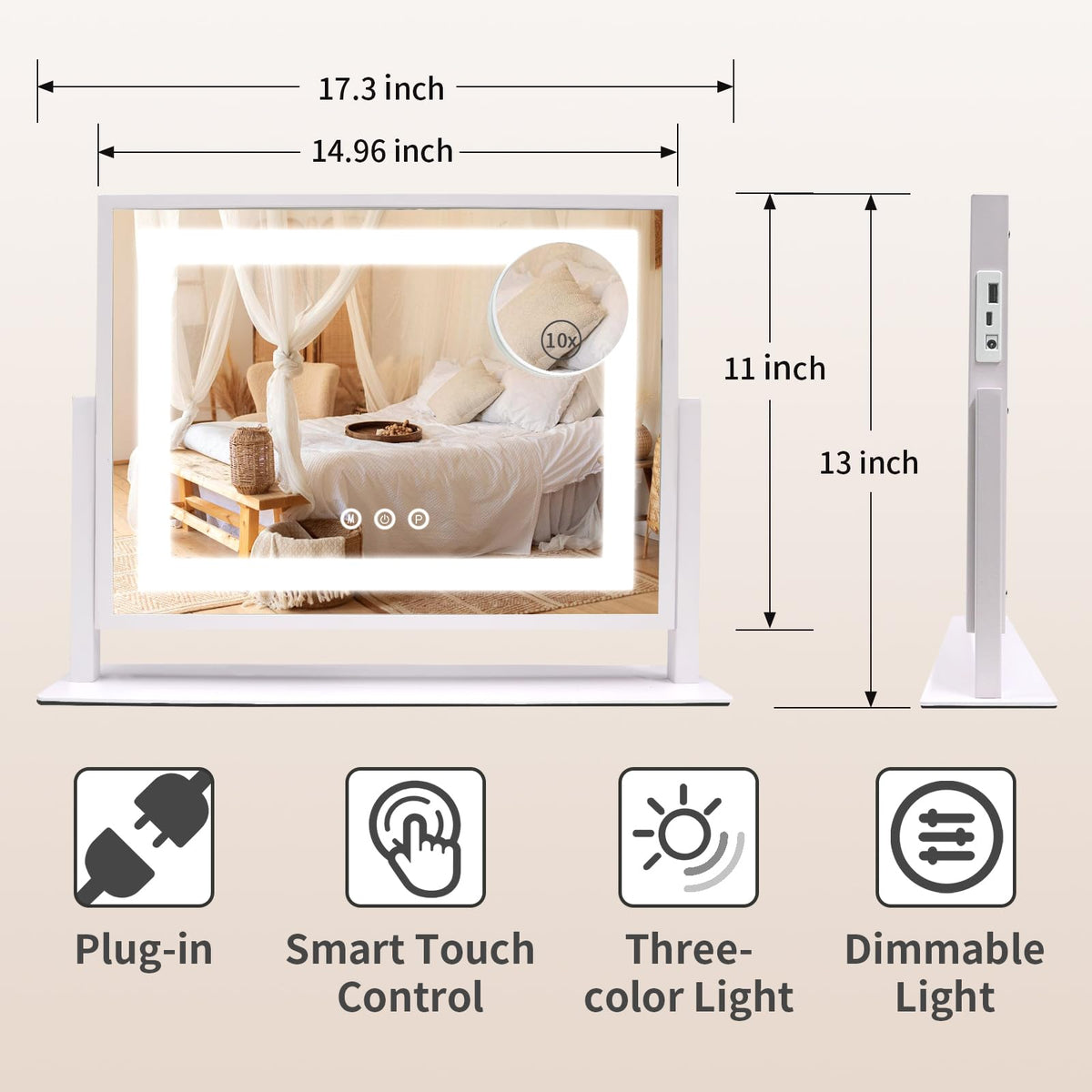 Vanity Mirror with Lights Lighted Makeup Mirror with Touch - SANYCASA Official Imagery - 3