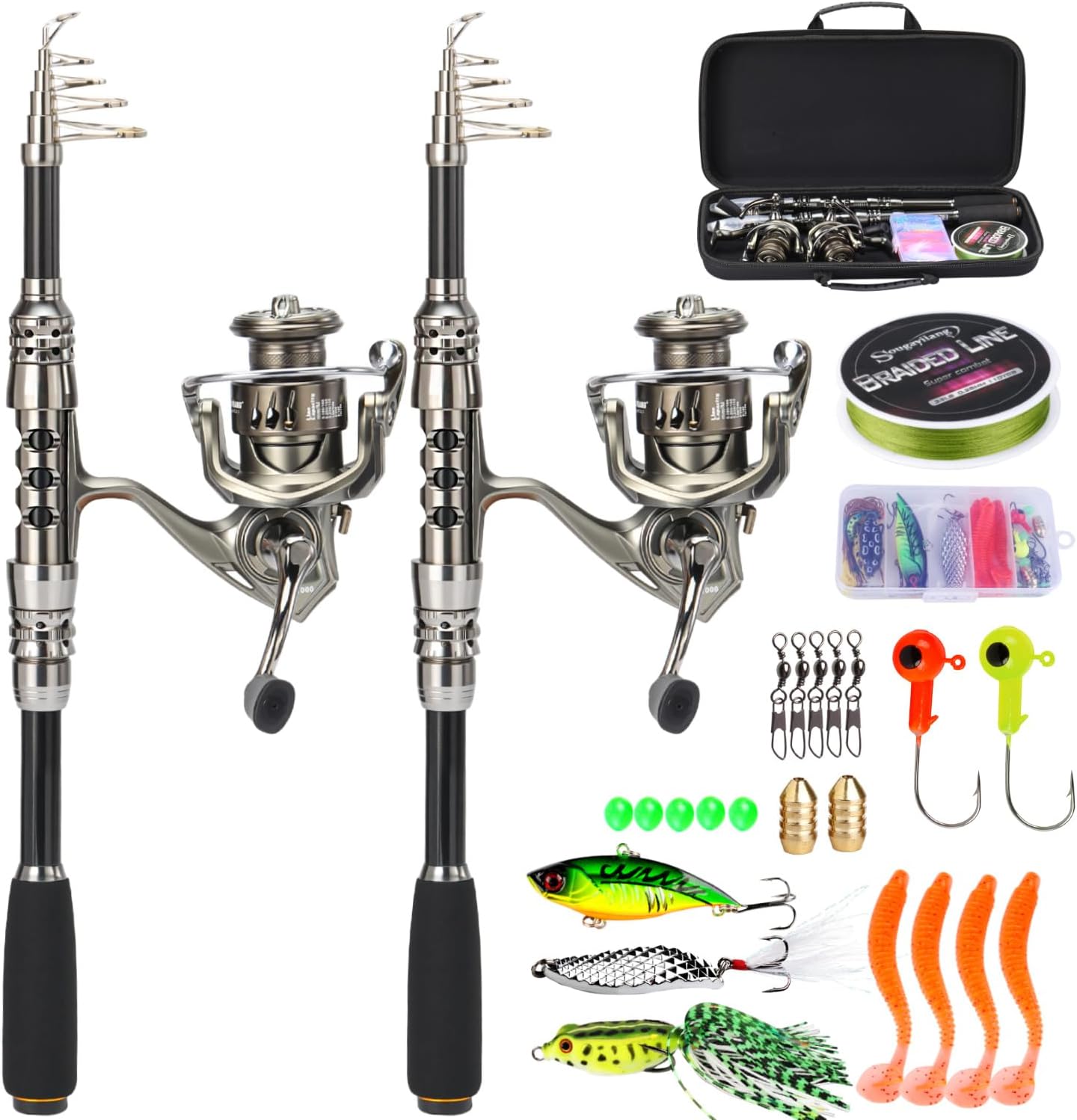 Sougayilang 5.9ft telescopic carbon fiber fishing rod and reel combo, lightweight and portable for freshwater fishing.