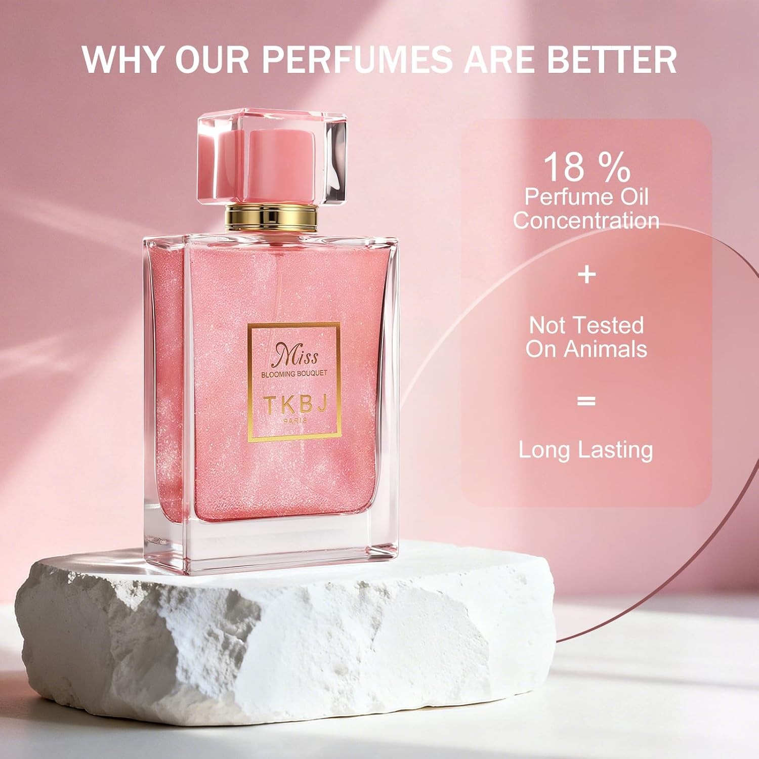 Miss Blooming Bouquet TKBJ floral fruity perfume bottle with feminine pink floral design and elegant packaging.