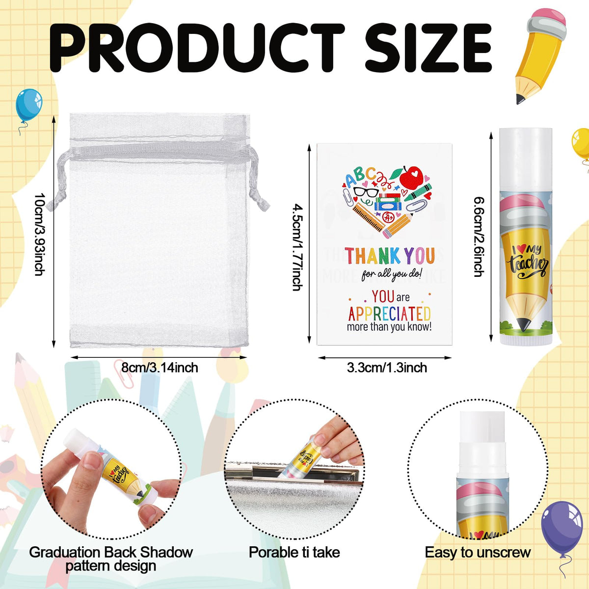 36 Set 108 Pcs Teacher Appreciation Gift Bulk Lip Balm Thank - Heigble Official Imagery - 3