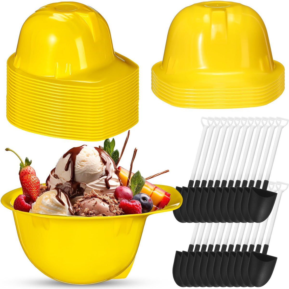 Uiifan 24 Sets Construction Hat Bowls with Shovel Spoons 8 - Uiifan Official Imagery - 1