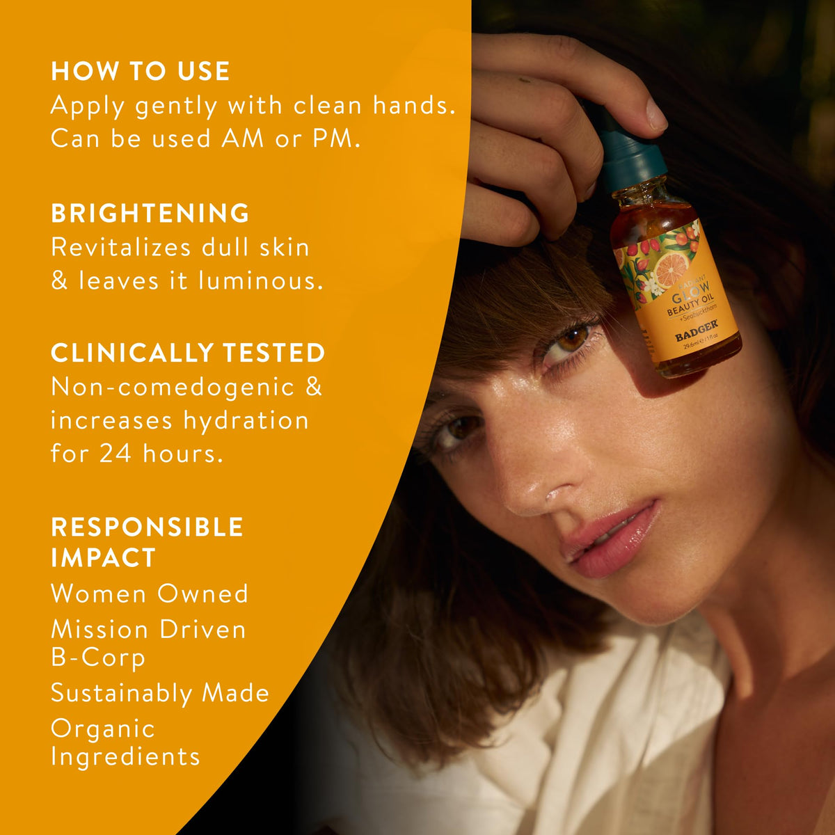 Badger Organic Seabuckthorn Face Oil Antioxidant Rich Vegan - Badger Official Imagery - 6