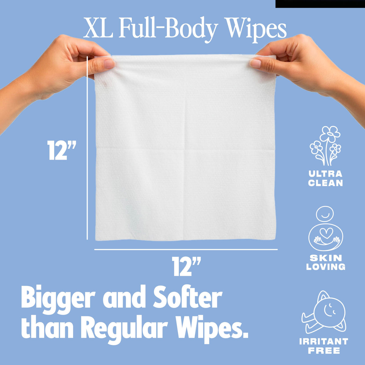 HyperGo XL Body Wipes for Women Men 12 x12 Rinse Free Full - HyperGo Official Imagery - 4