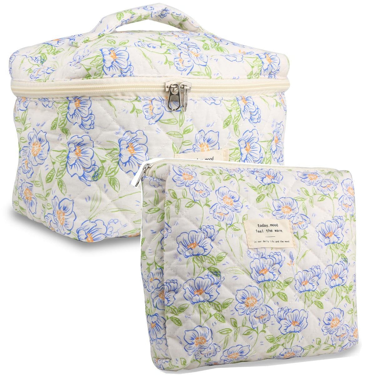 VIWIME Makeup Cosmetic Bag Large Cotton Quilted Travel - VIWIME Official Imagery - 8