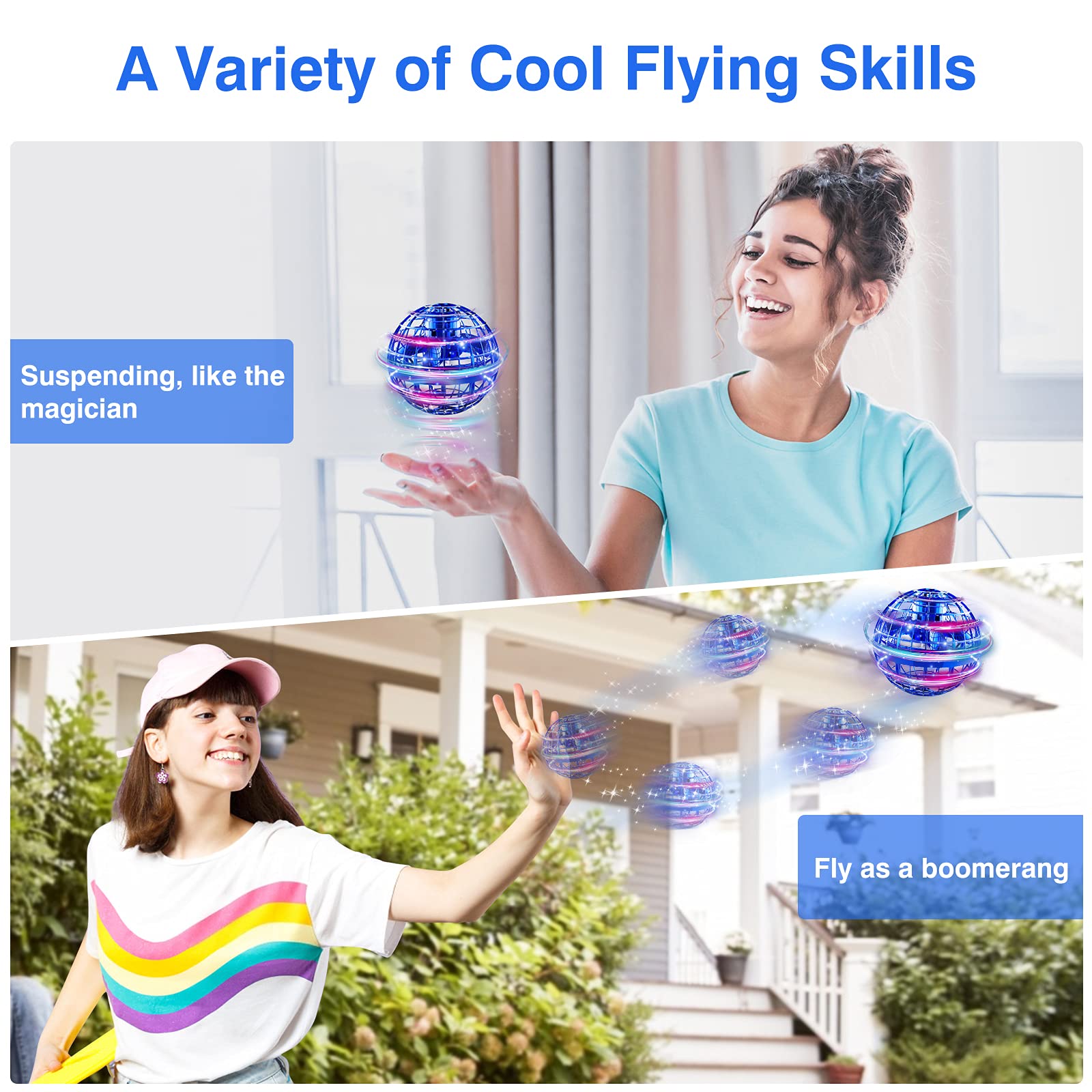 Ciniffo 2026 Upgraded Flying Orb Ball Toy with Dazzling Lights, M by Ciniffo - Angle View 2
