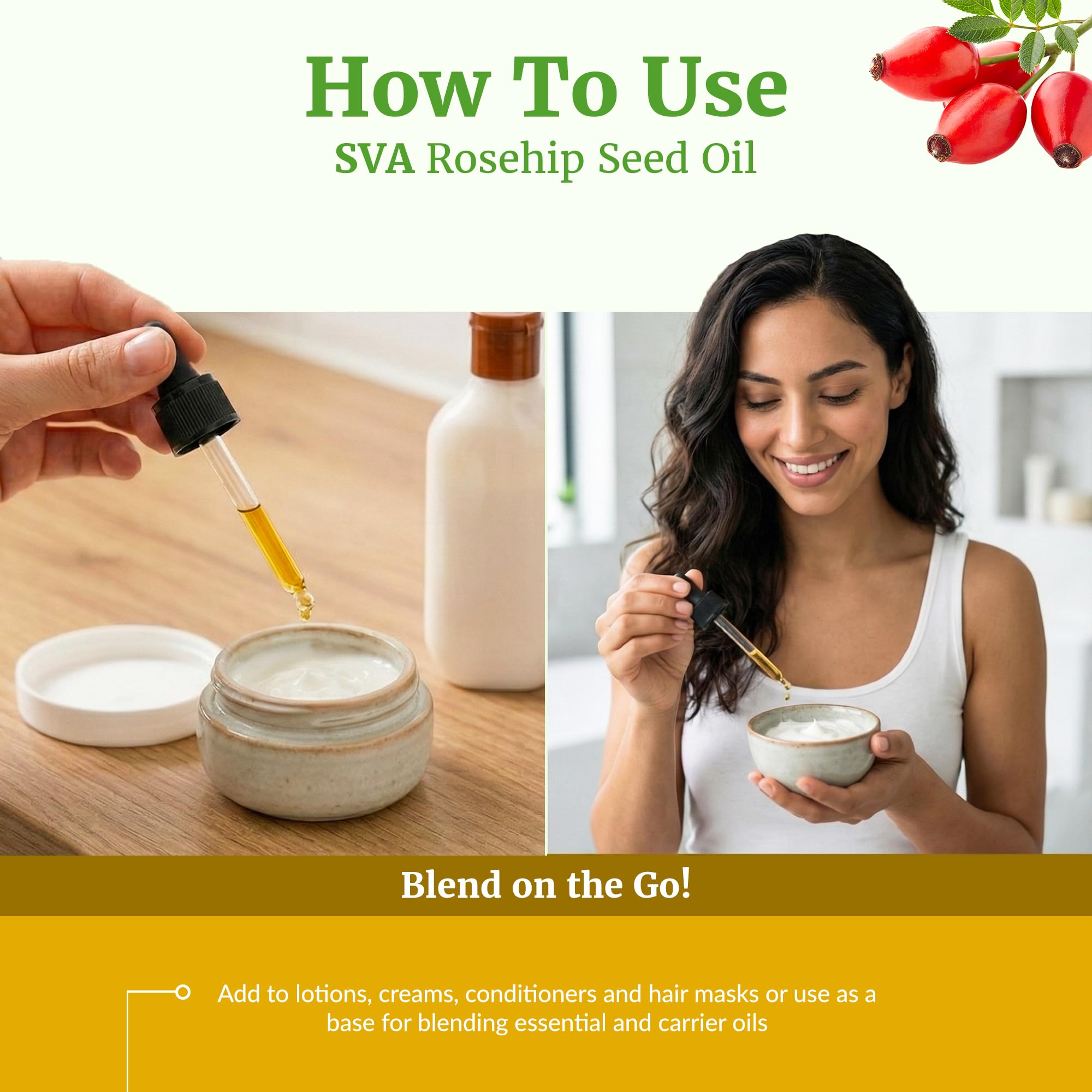 SVA ORGANICS SVA Organic Rosehip Seed Oil, Glass Bottle with Dropper, 4 Fl Oz - SVA ORGANICS Official Product View 6