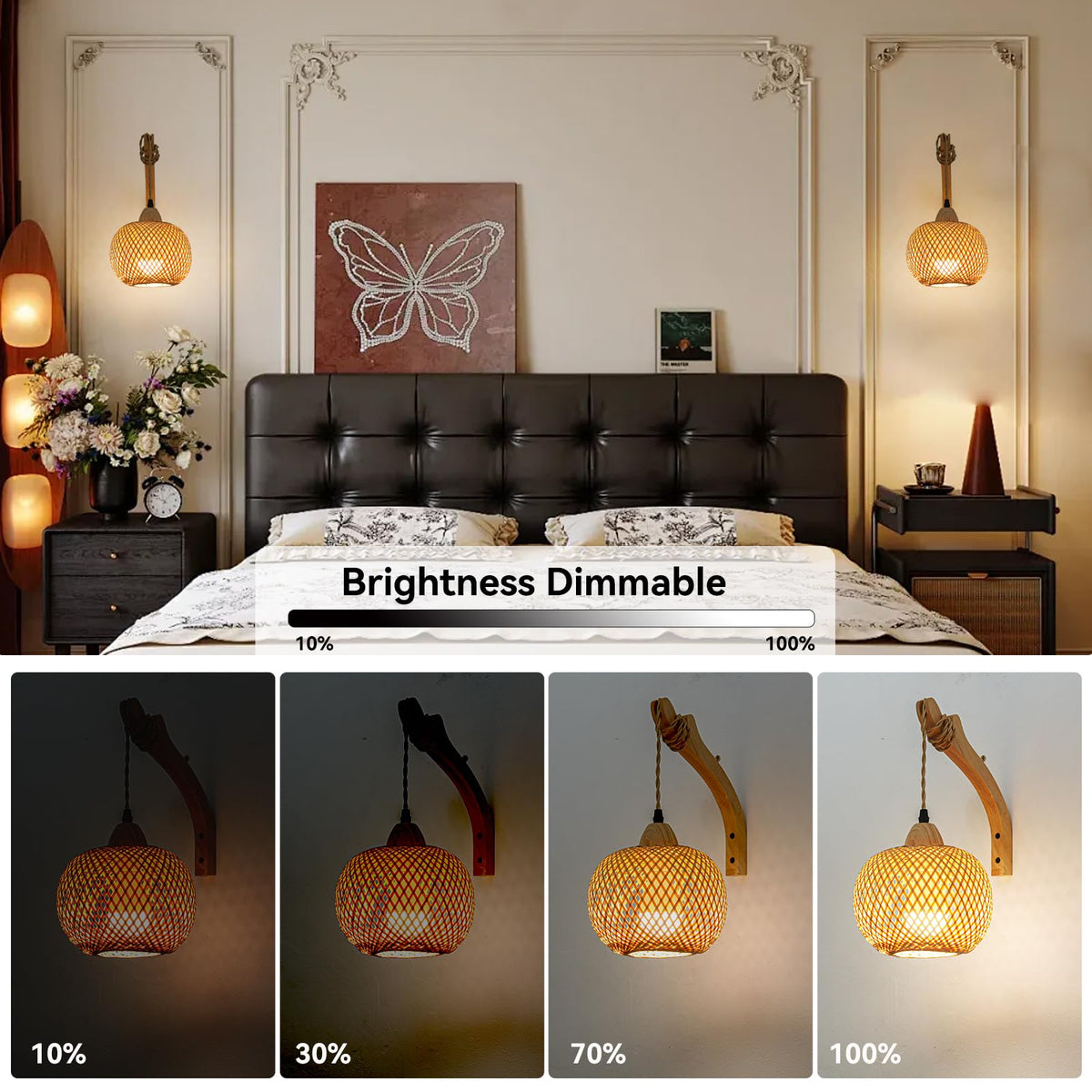 Battery Operated Wall Sconces Set of 2 with Remote Boho - Rizzyluz Official Imagery - 5