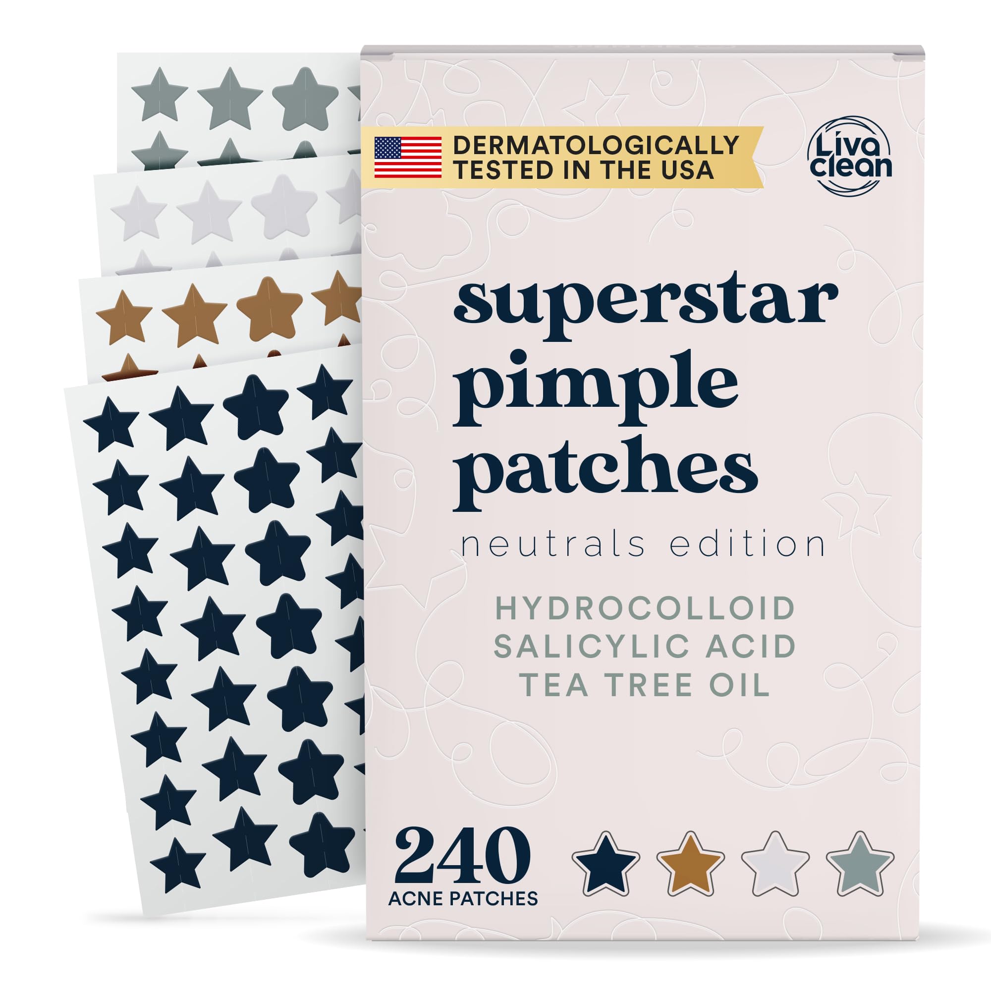 Livaclean 240 CT Star Pimple Patches for Face + 330 CT Acne - LivaClean
