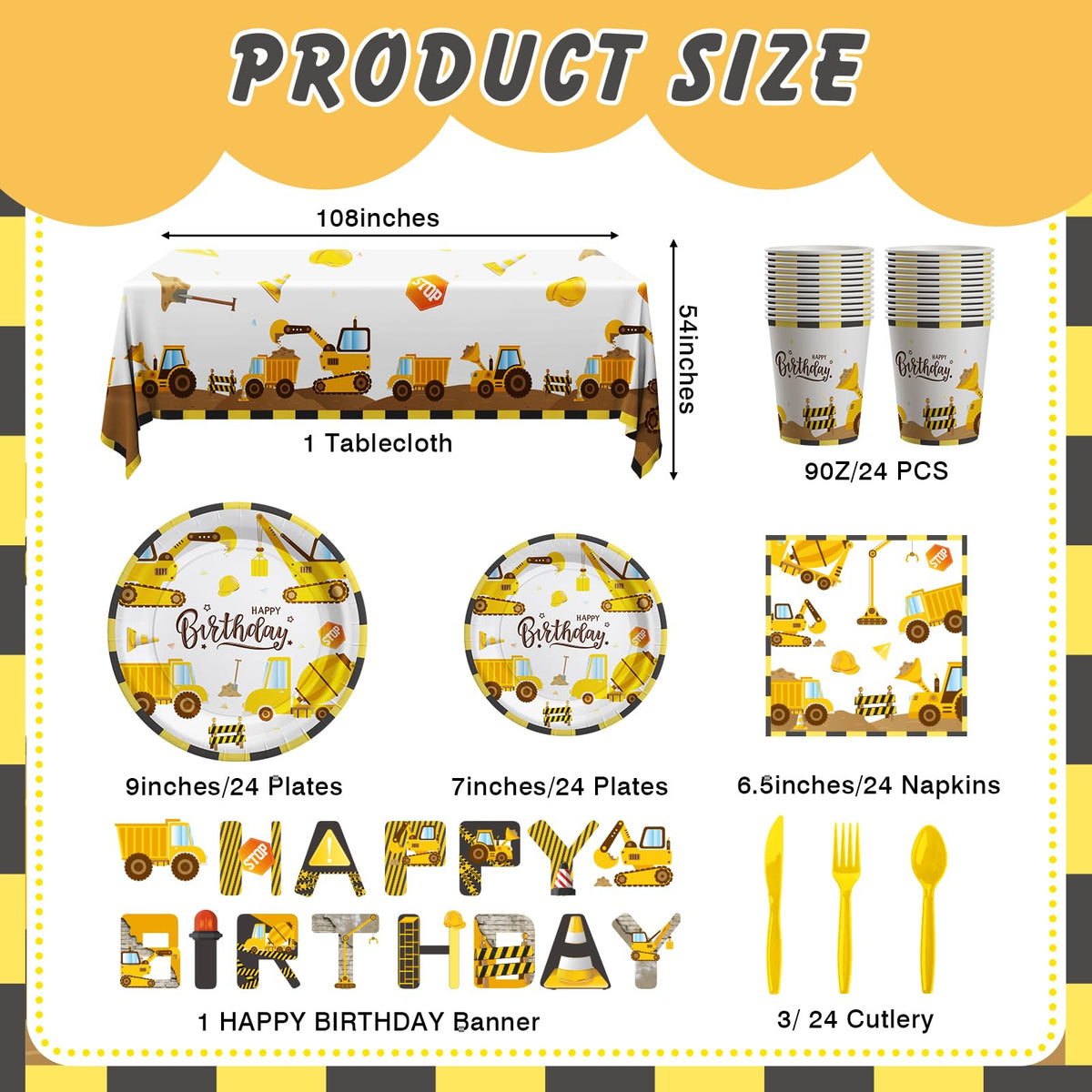 Cecnamt Construction Birthday Decorations 170 Pcs - Cecnamt Official Imagery - 3