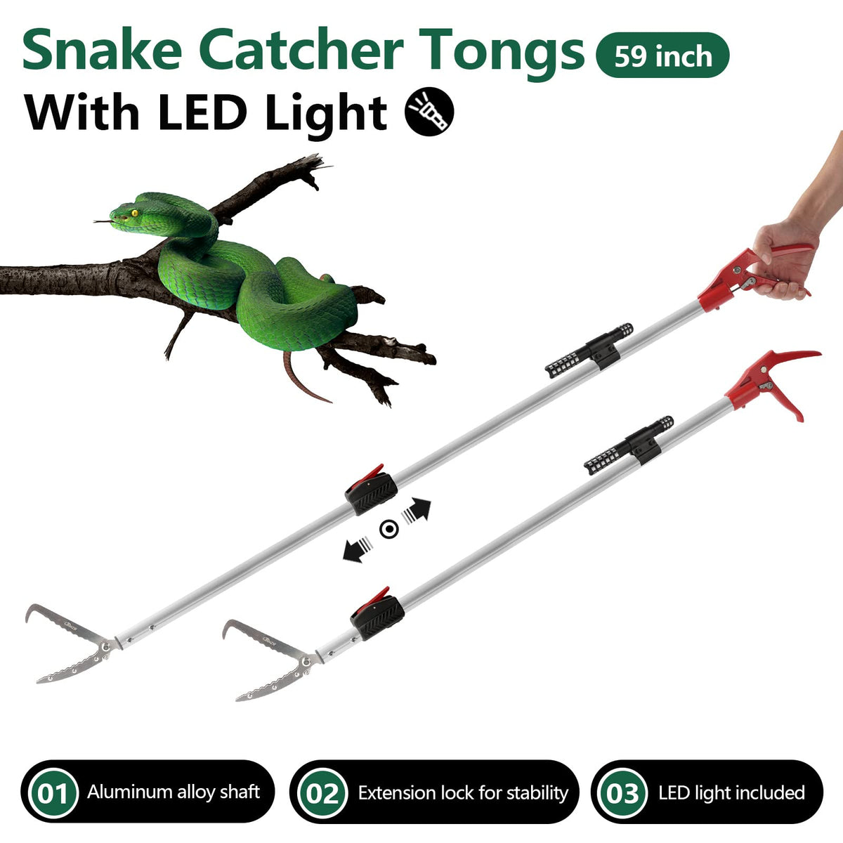 Snake Catcher Tongs Grabber Rattle Heavy Duty - Smarkey Official Imagery - 3