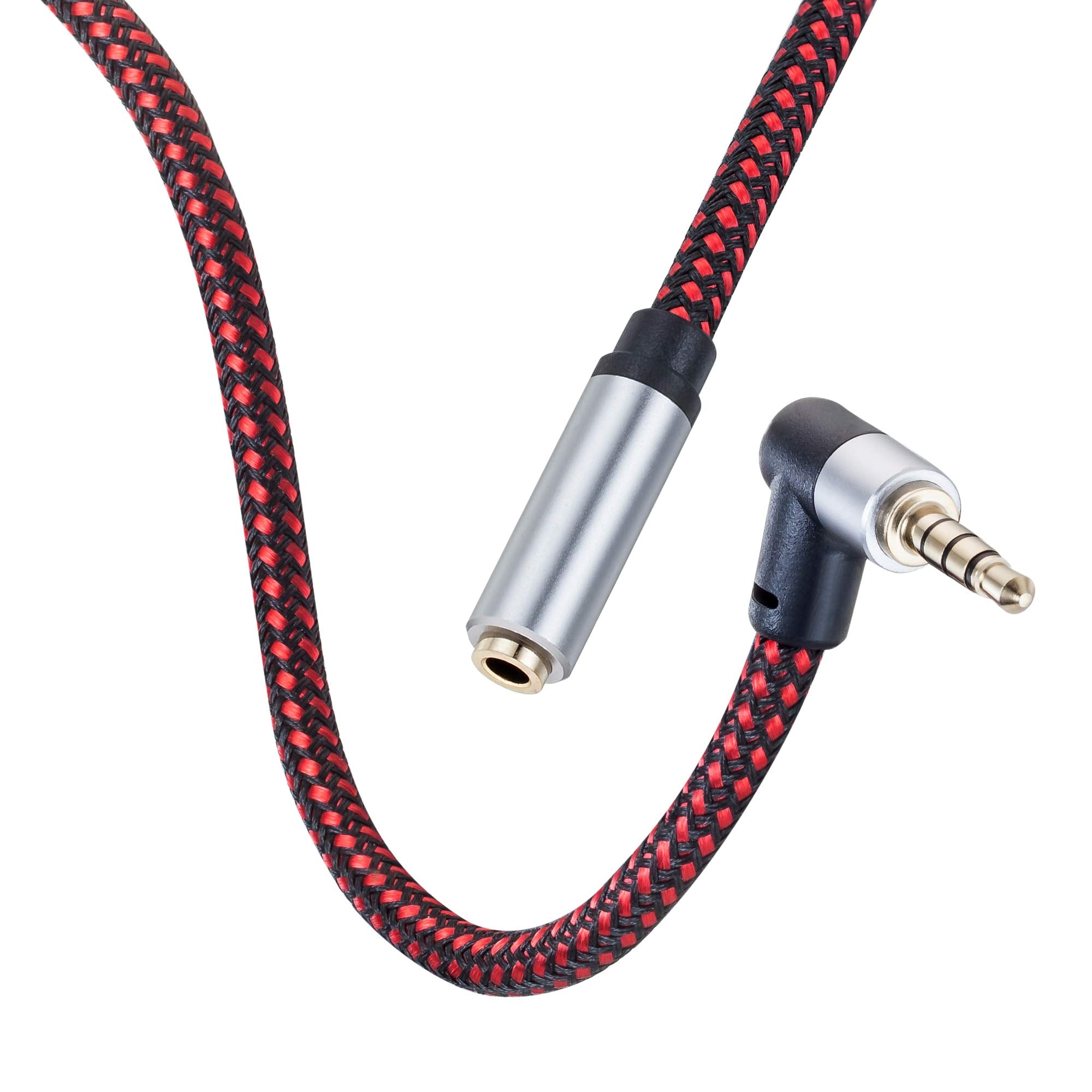 Tiierzon Audio Mic Ext Cable,6Ft 90 TRRS 3.5mm M/F Aux Cord Heads by Tiierzon - Angle View 3