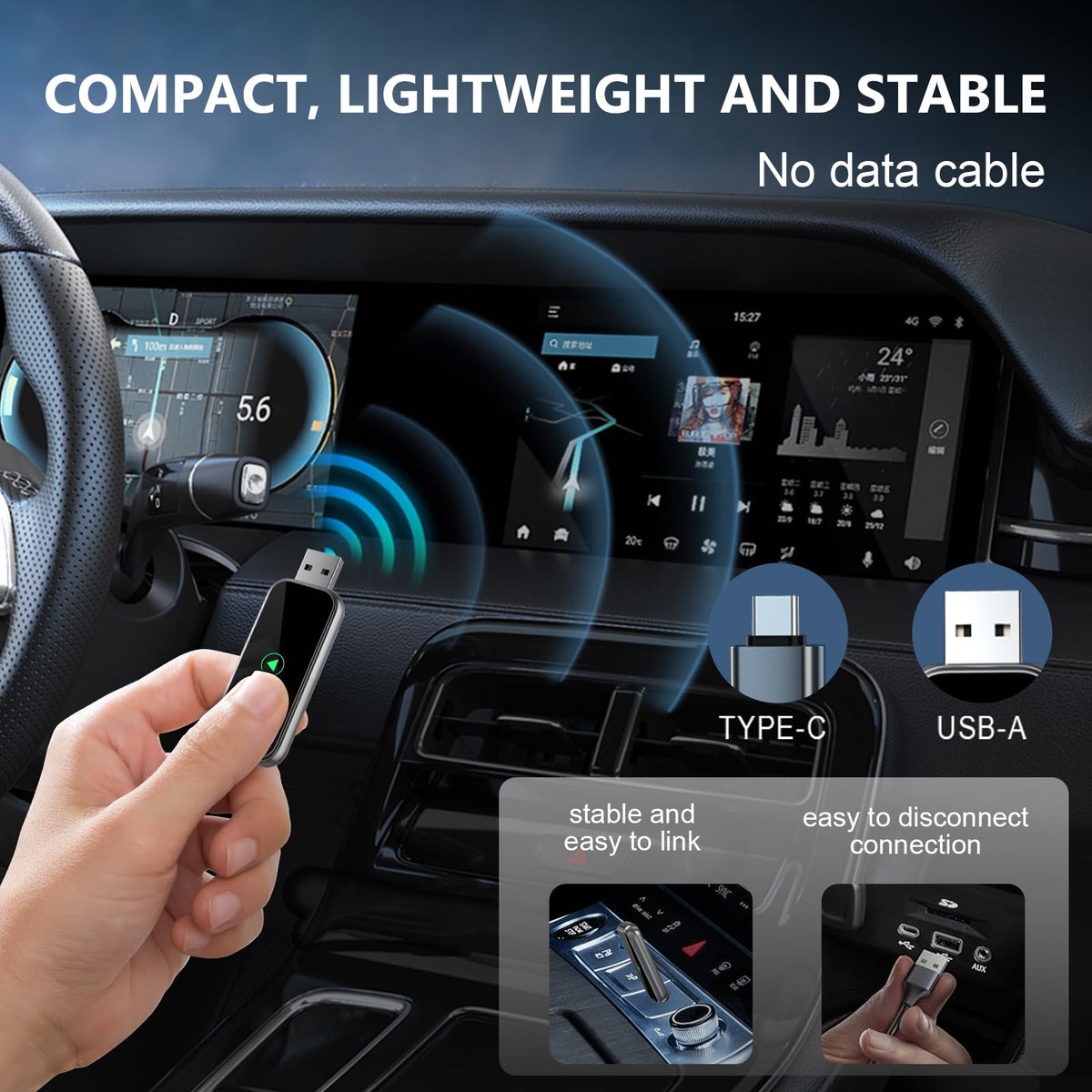 Wireless CarPlay Adapter 2 in 1 Wired to Wireless CarPlay - Qidoubird Official Imagery - 8
