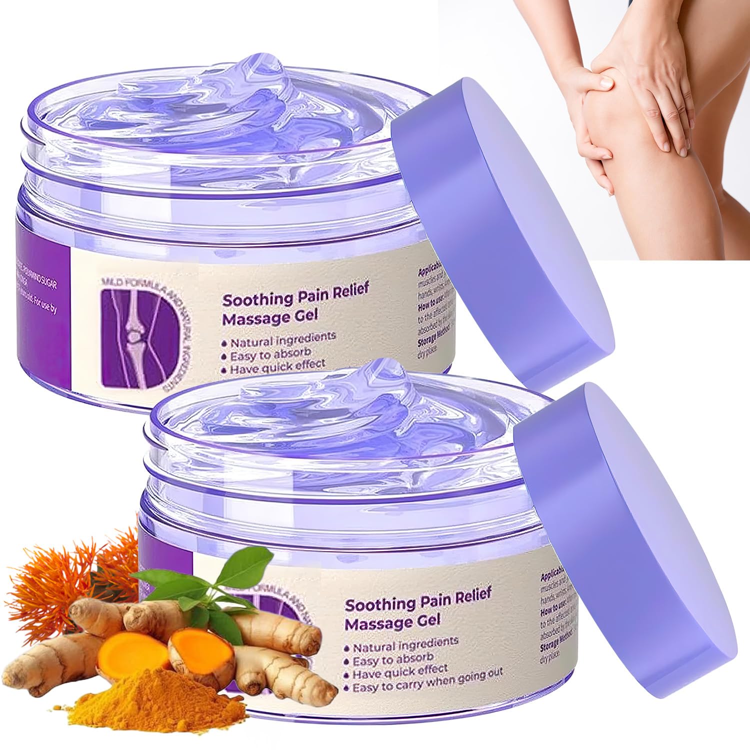 2 PCS Joint Gel Purple Gel, Purple Relief Soothing Massage Cream, Joint Activities Throughout The Body, Effective Soothes for Knees, Hands, Lumbar, Neck and Shoulders