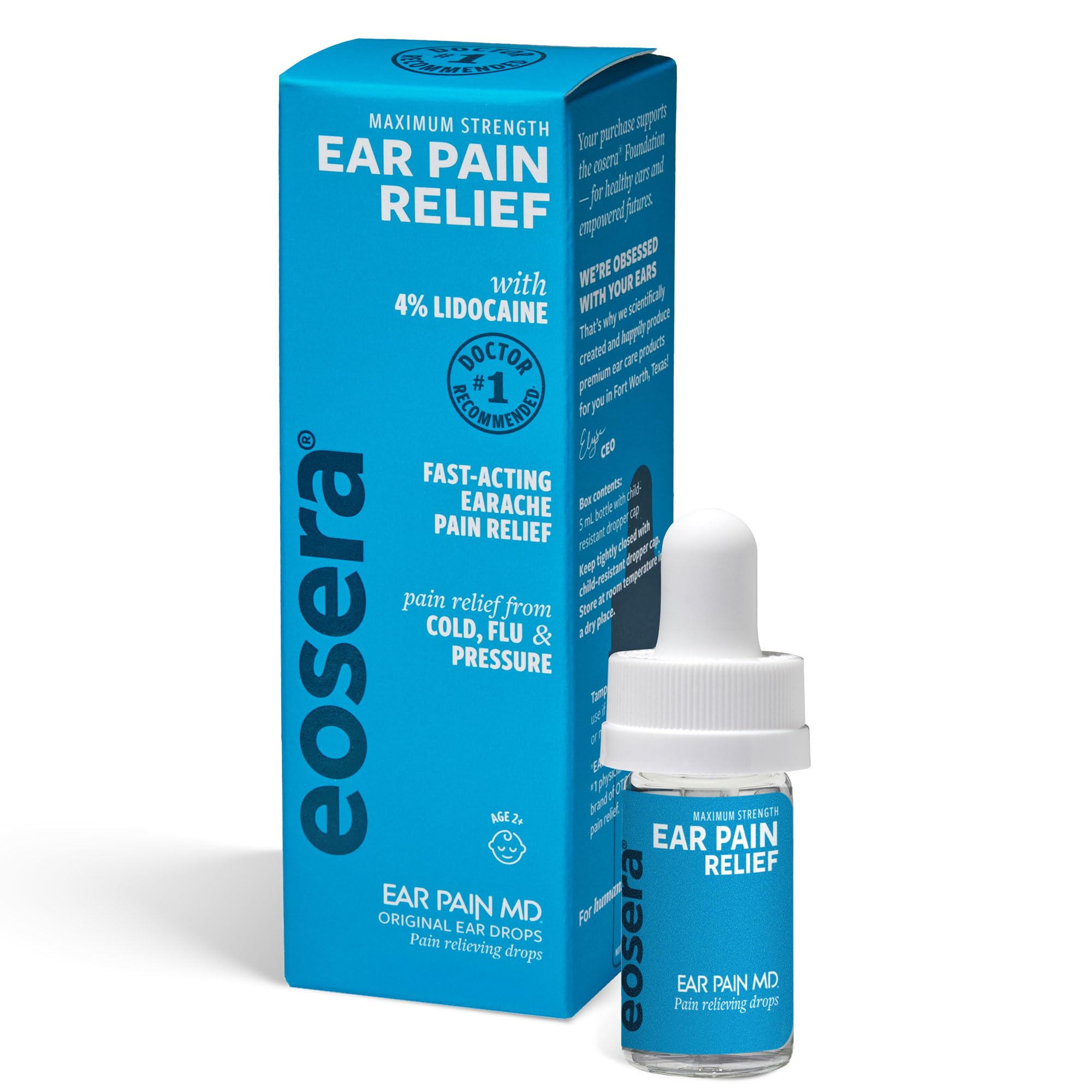 Eosera Ear Pain MD Ear Drops 7mL – Max Strength 4% Lidocaine