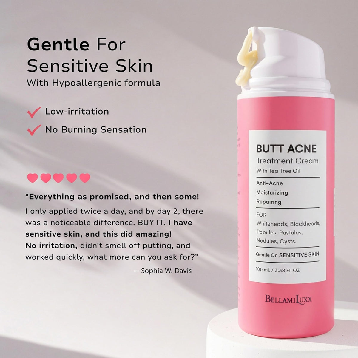 BellamiLuxx Butt Acne Clearing Treatment Cream Body Acne - BellamiLuxx Official Imagery - 6
