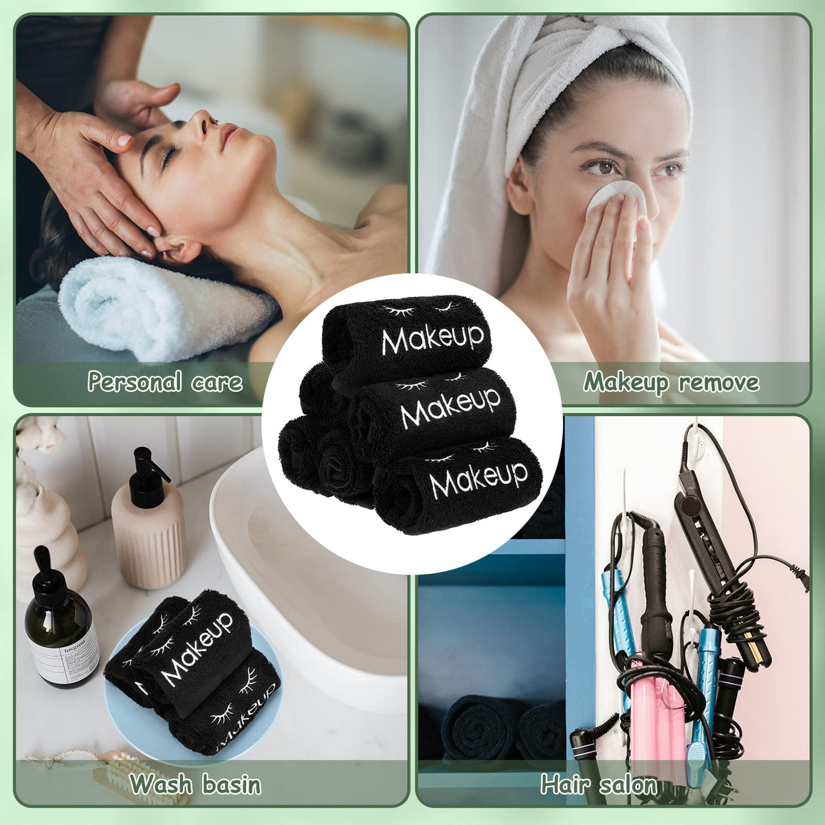 6 Pcs Black Makeup Towels Washcloths 13x13 in Face Classic - Shimeyao Official Imagery - 8