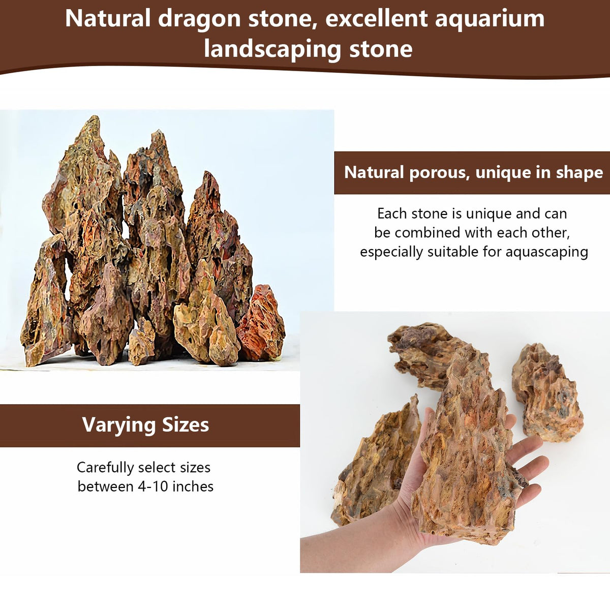 6 6LB Dragon Stone Rock for Aquascaping Aquarium Decor Fish - Hygger CO2 Official Imagery - 4