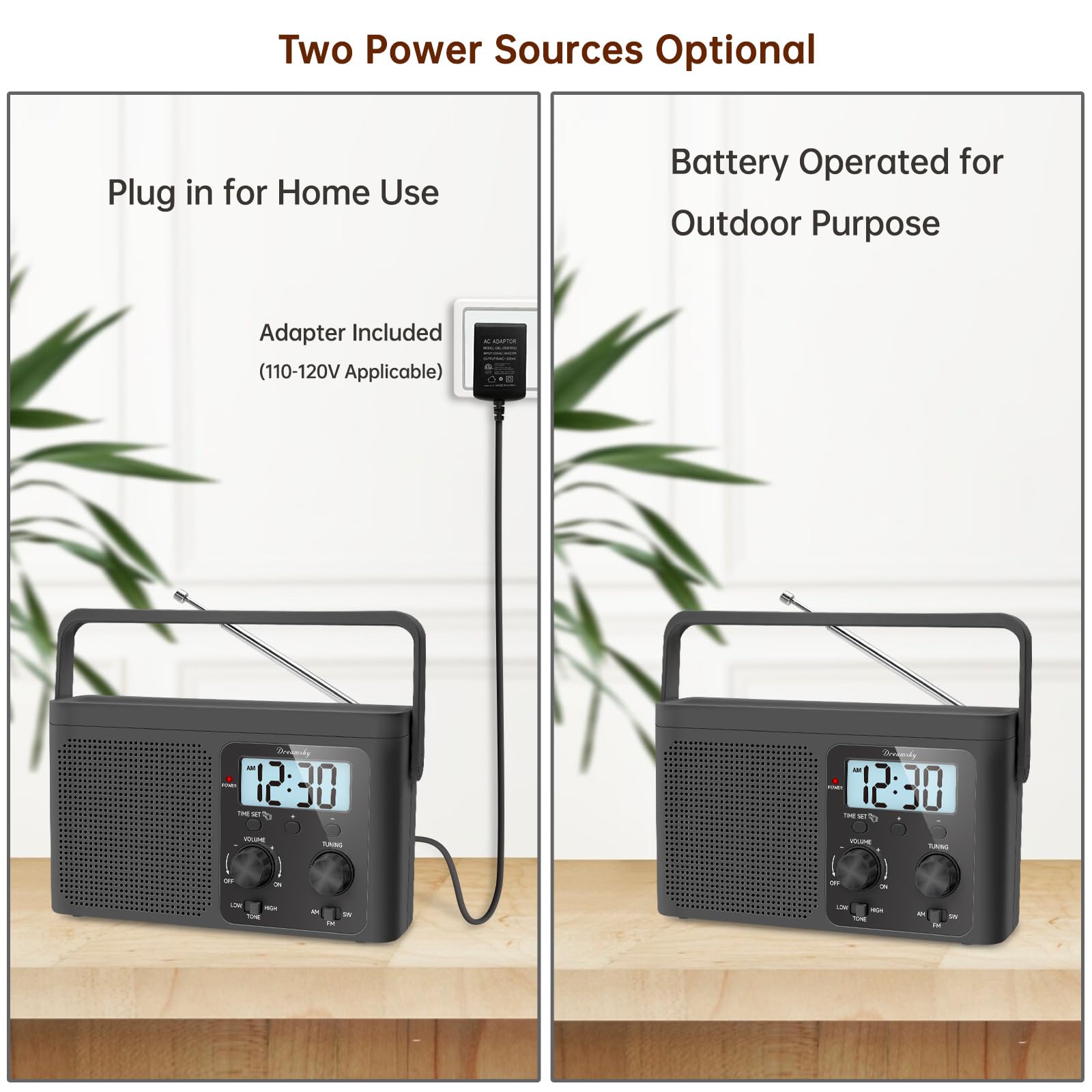 DreamSky Portable AM FM Shortwave Radio | AC & Battery