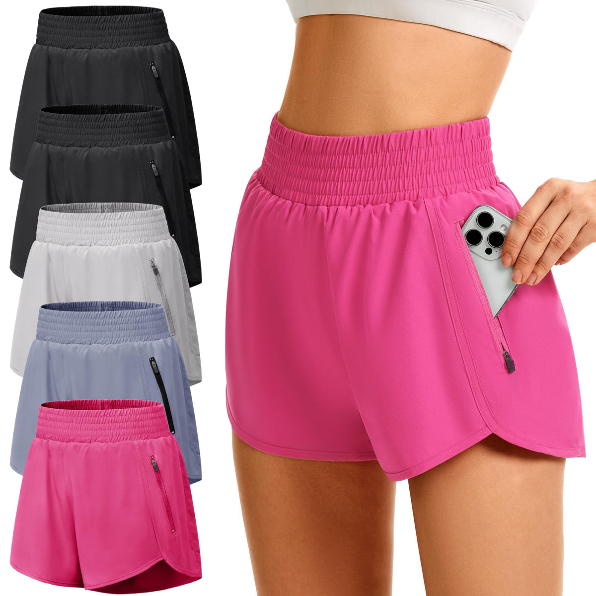 TVKSOM Womens Athletic Shorts High Waisted with Liner 2 - TVKSOM Official Imagery - 7