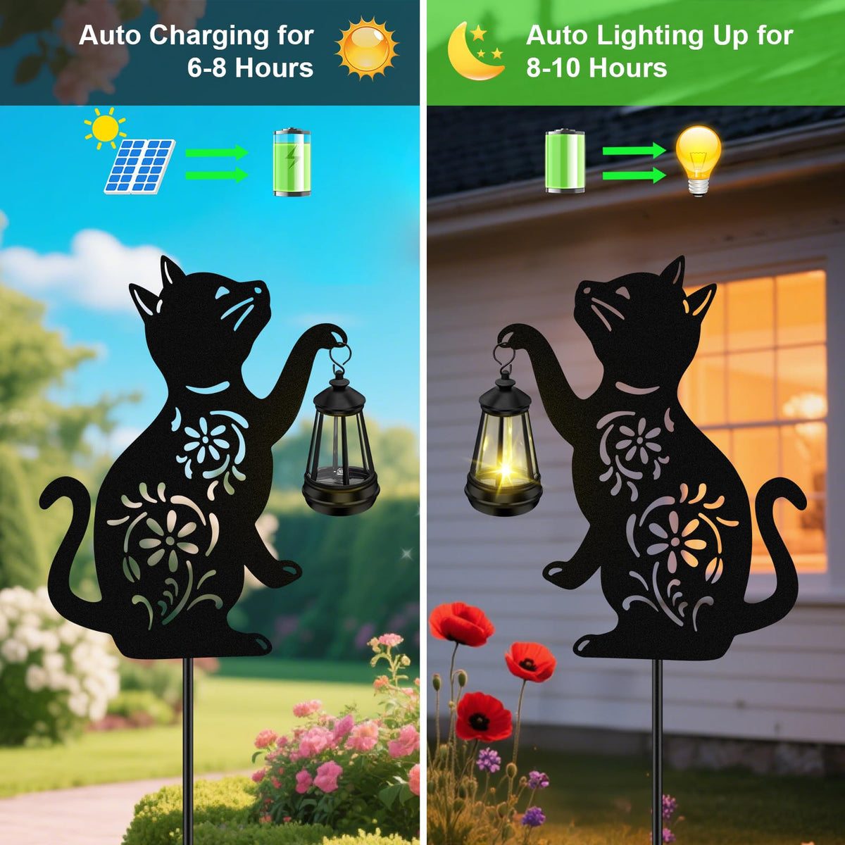 Solar Cat Hanging Lantern Outdoor 2 Pack Black Cat Solar - yulloyello Official Imagery - 5