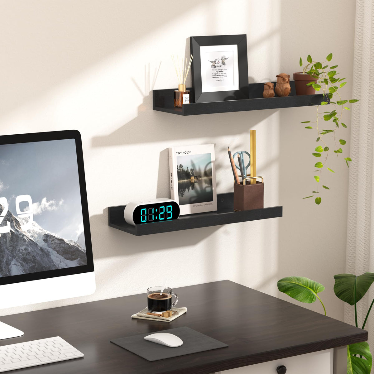 upsimples Floating Shelves for Wall Decor and Storage Black - upsimples Official Imagery - 8
