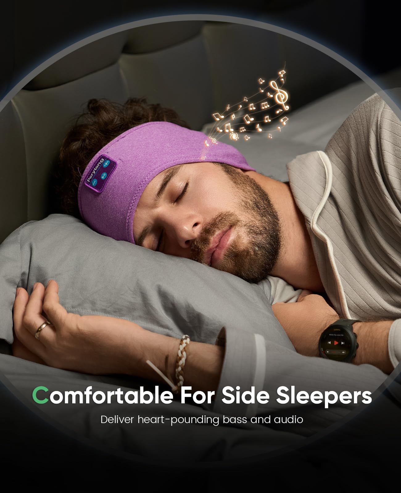 Perytong Sleep Headphones Tech Gadgets Bluetooth Headband for Women He - View 4