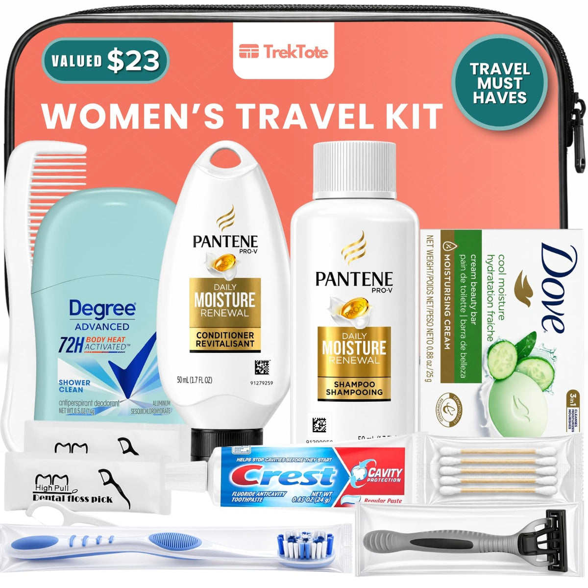 15 Piece Women s Travel Toiletry Kit With Premium Brand Name - TREKTOTE Official Product Imagery - 2