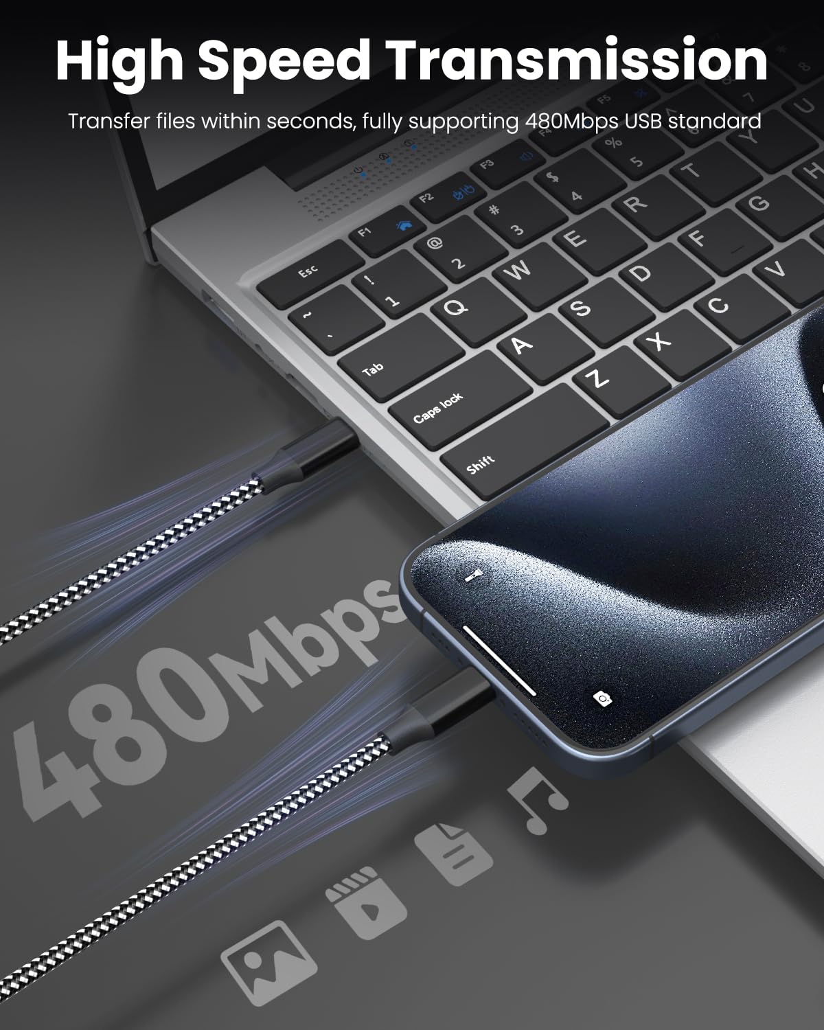 SwaggWood 60W USB-C to USB-C Cable 10ft 3-Pack