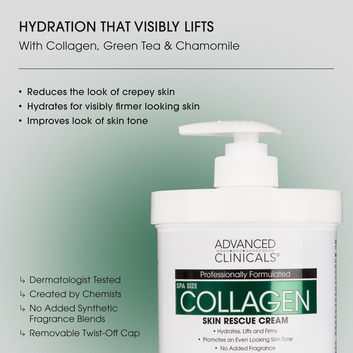 Advanced Clinicals Collagen Cream Body Face Moisturizer - Advanced Clinicals Official Product Imagery - 3