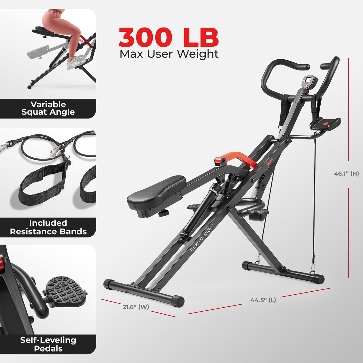 Sunny Health Fitness Row N Ride Trainer for Full Body Home - Sunny Health & Fitness Official Imagery - 7