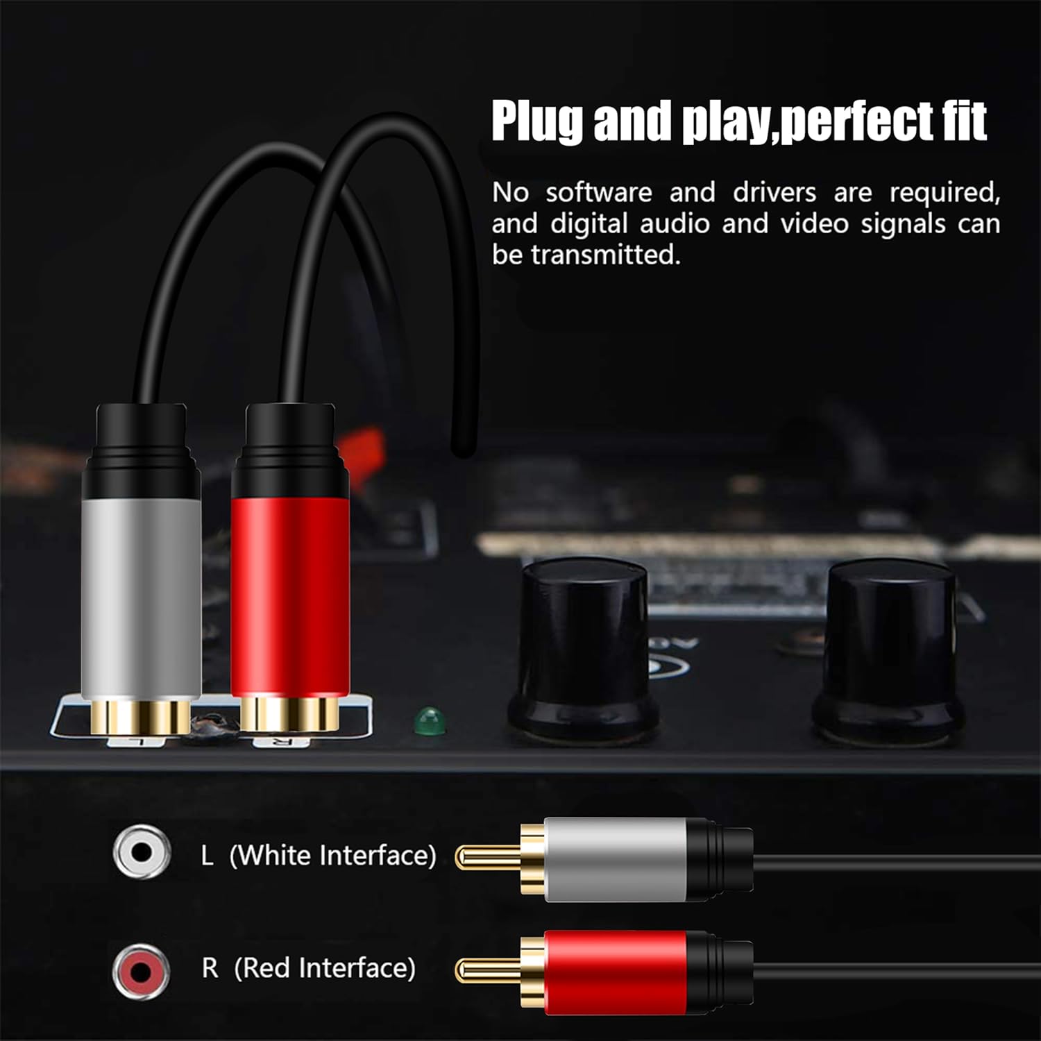 Tan QY 2RCA to 2RCA audio cable, 3ft with gold-plated connectors, male to male RCA connection for high-quality sound.