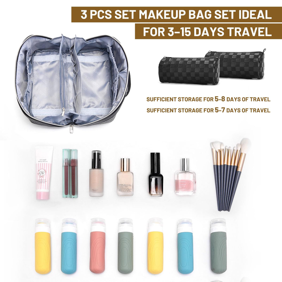 BOYATU Travel Makeup Bag Organizer 3 Pcs Large Cosmetic Bags - BOYATU Official Imagery - 5