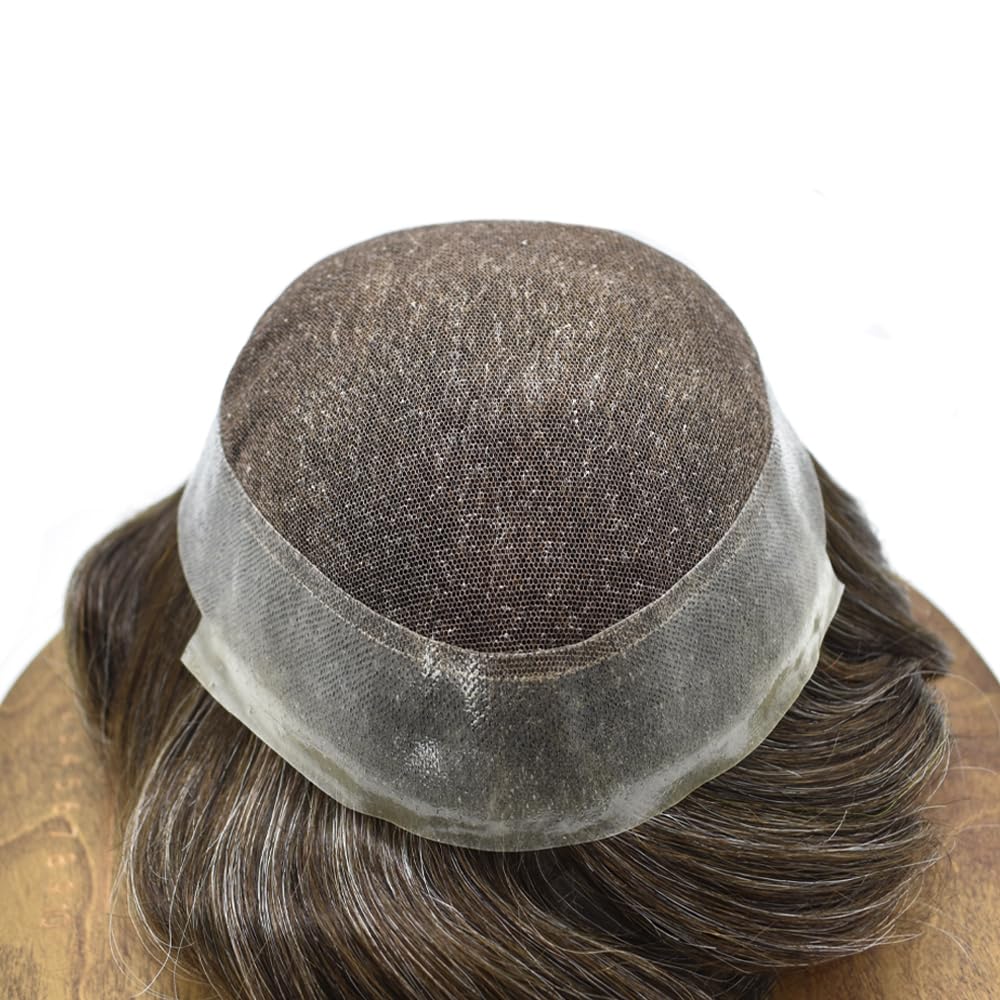 SINGA HAIR men's Swiss lace toupee wig with human hair, 6x9 inch lace base, natural-looking hair system for men