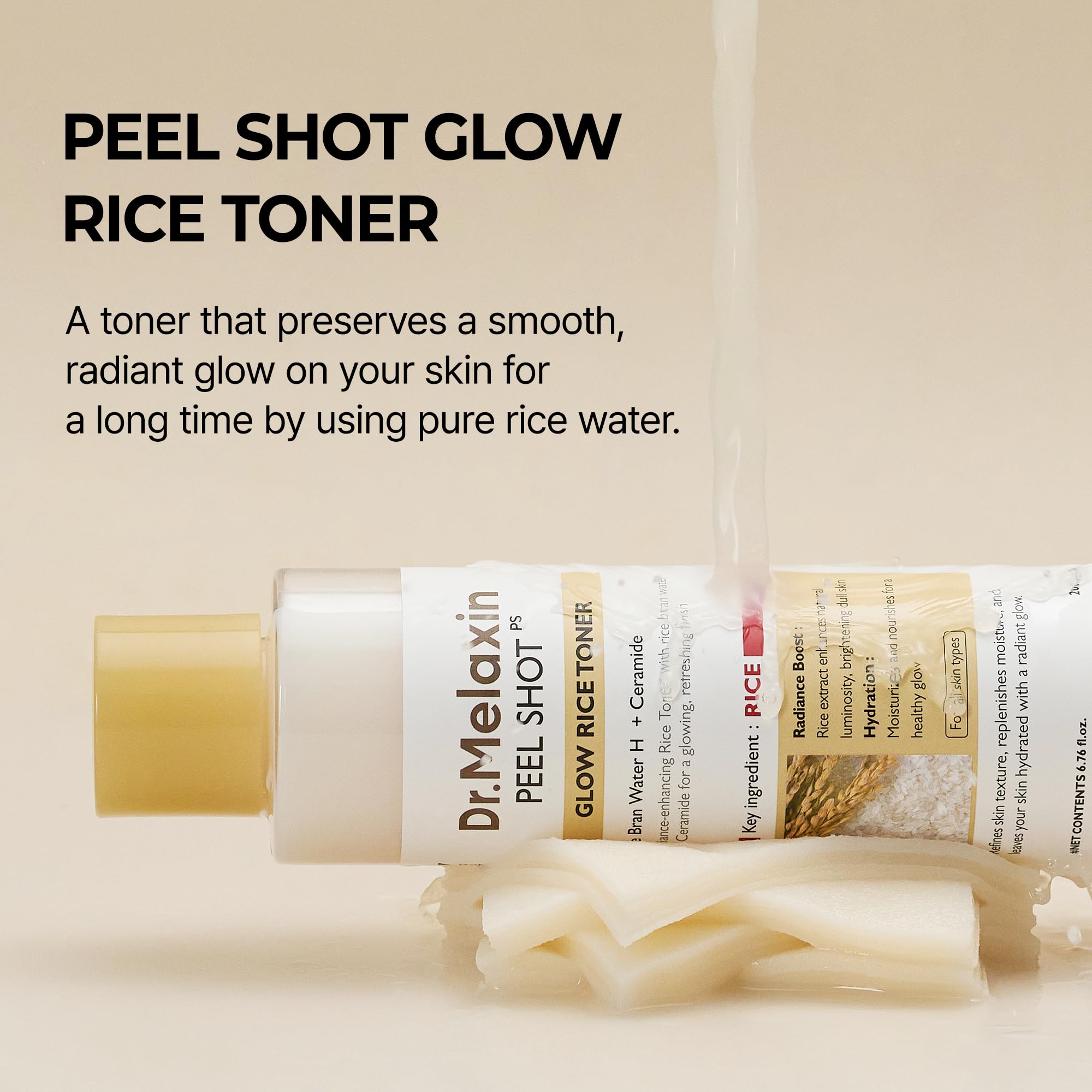 Dr.Melaxin Peel Shot Glow Rice Toner with Rice Extract & Ceramides, Hydrating & - Dr.Melaxin Official Product View 3