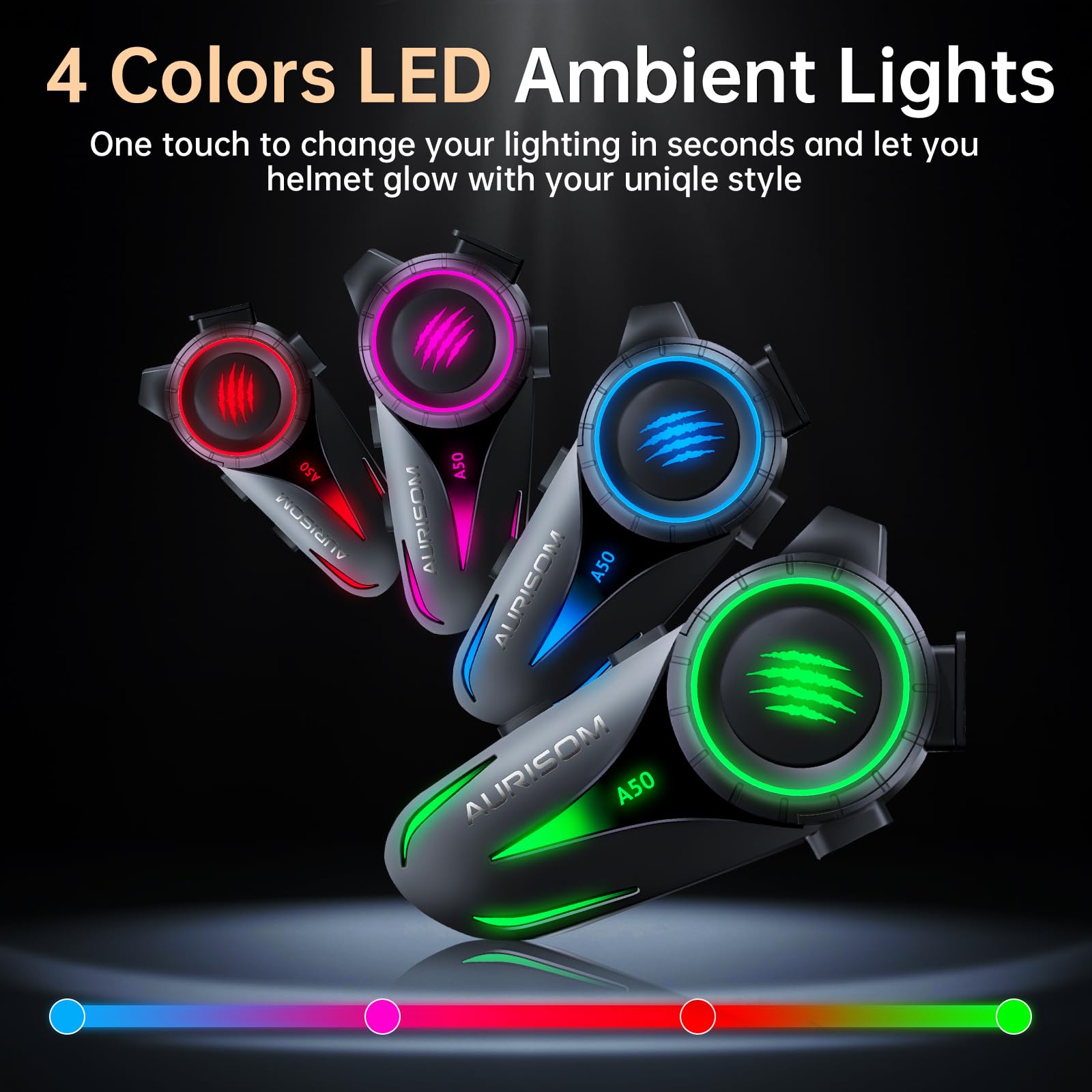 AURISOM Motorcycle Helmet Bluetooth Headset Noice Cancellation, W by AURISOM - Angle View 2