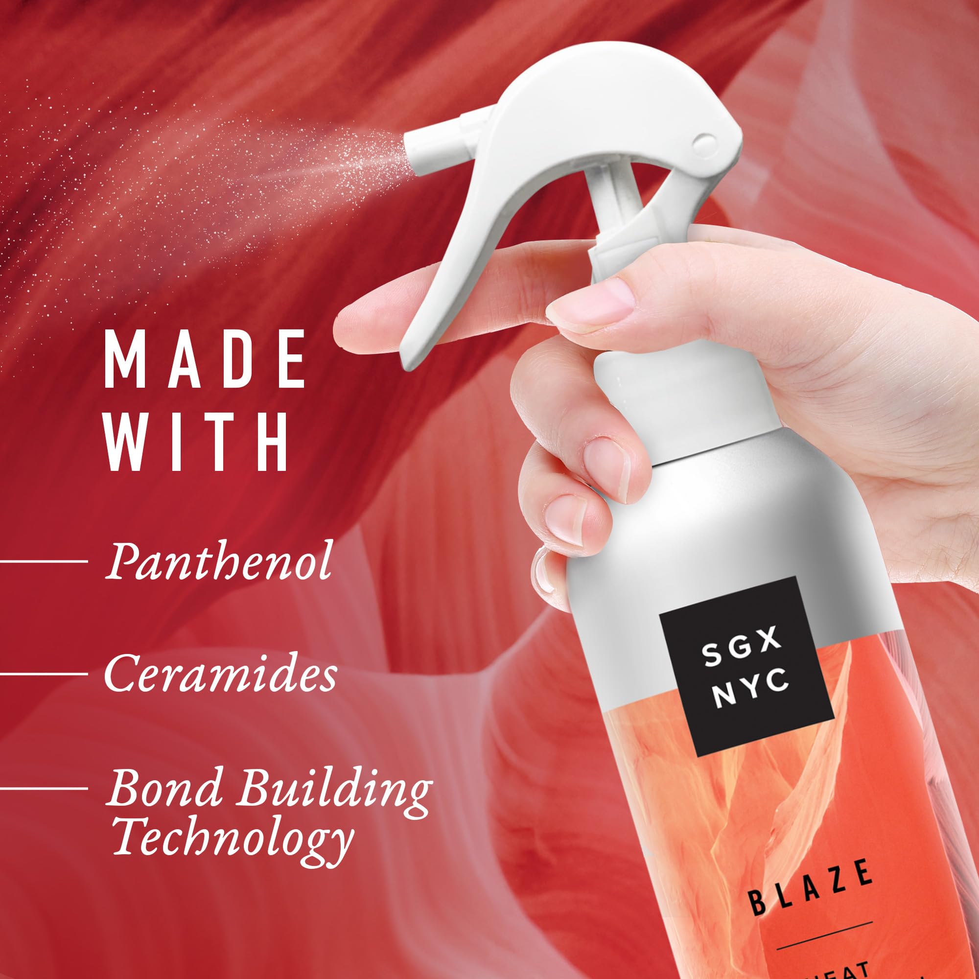 SGX NYC Blaze Heat Protection Primer Spray - Leave-In Heat Protection Spray for Hair - Infused with Ceramides - Revitalizes Damaged Hair - 2 pc