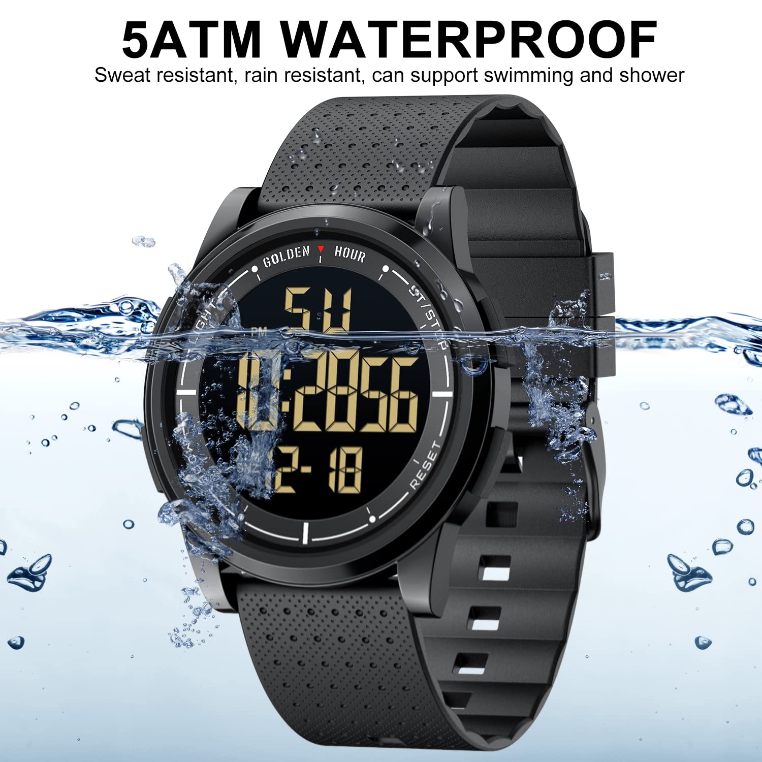 GOLDEN HOUR Ultra-Thin Minimalist Sports Waterproof Digital Men's Watc - View 2