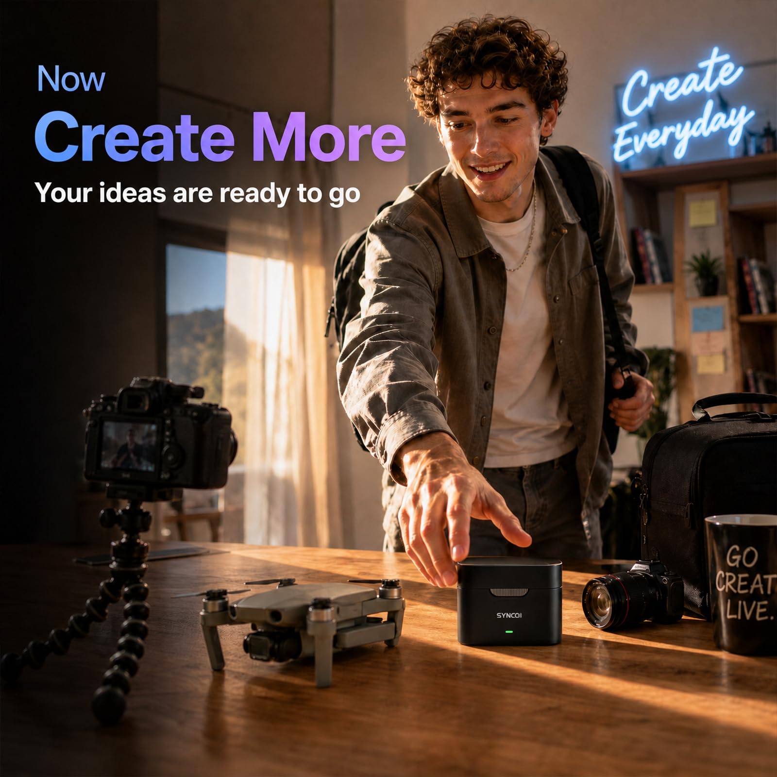 SYNCO AI Mini Wireless Lavalier Microphone for Android USB-C Crea - SYNCO Official Product View 2