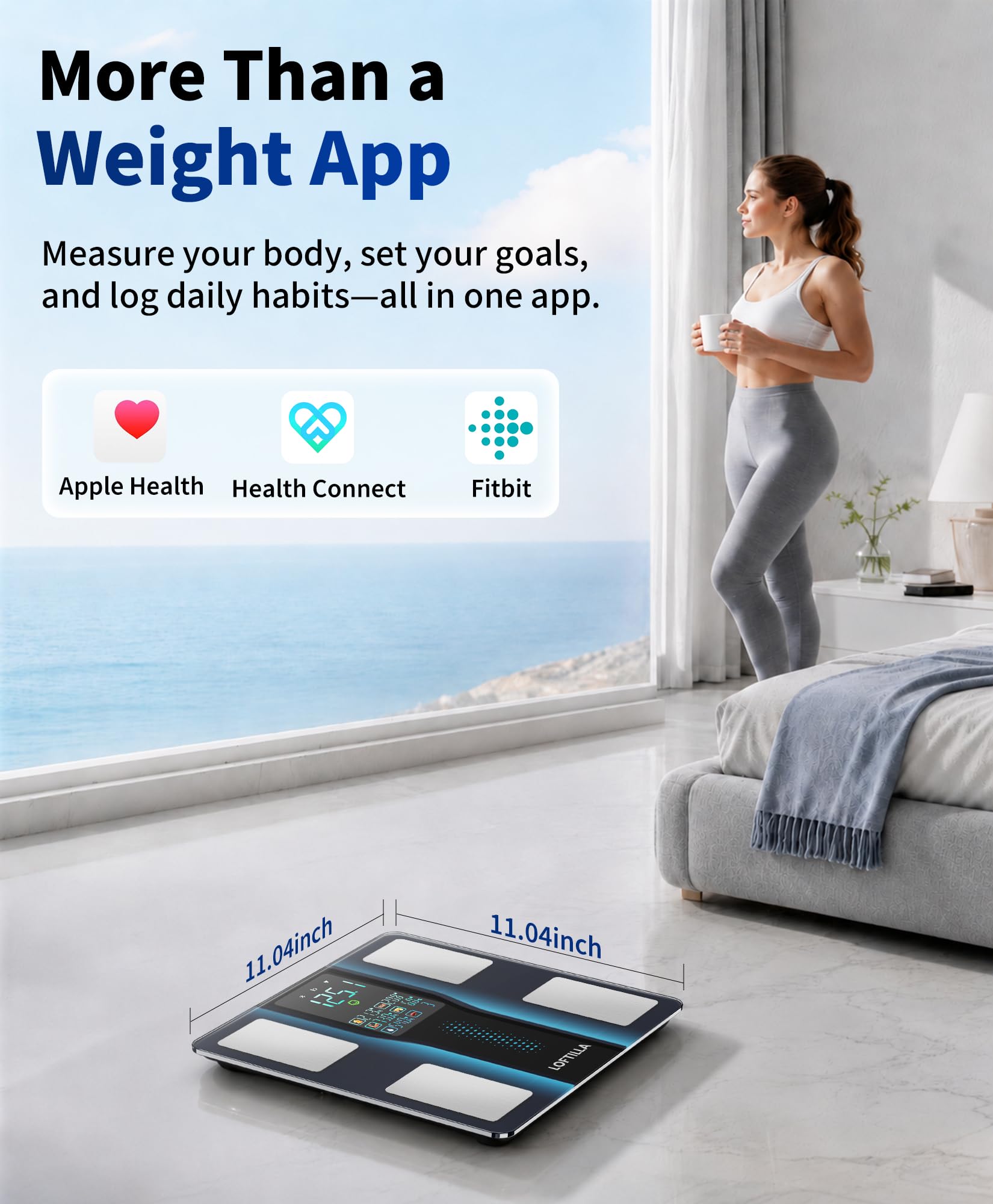 LOFTILLA Smart Scale with BMI, Body Fat, Muscle Mass, 8-in-1 Display - LOFTILLA Official Product View 8