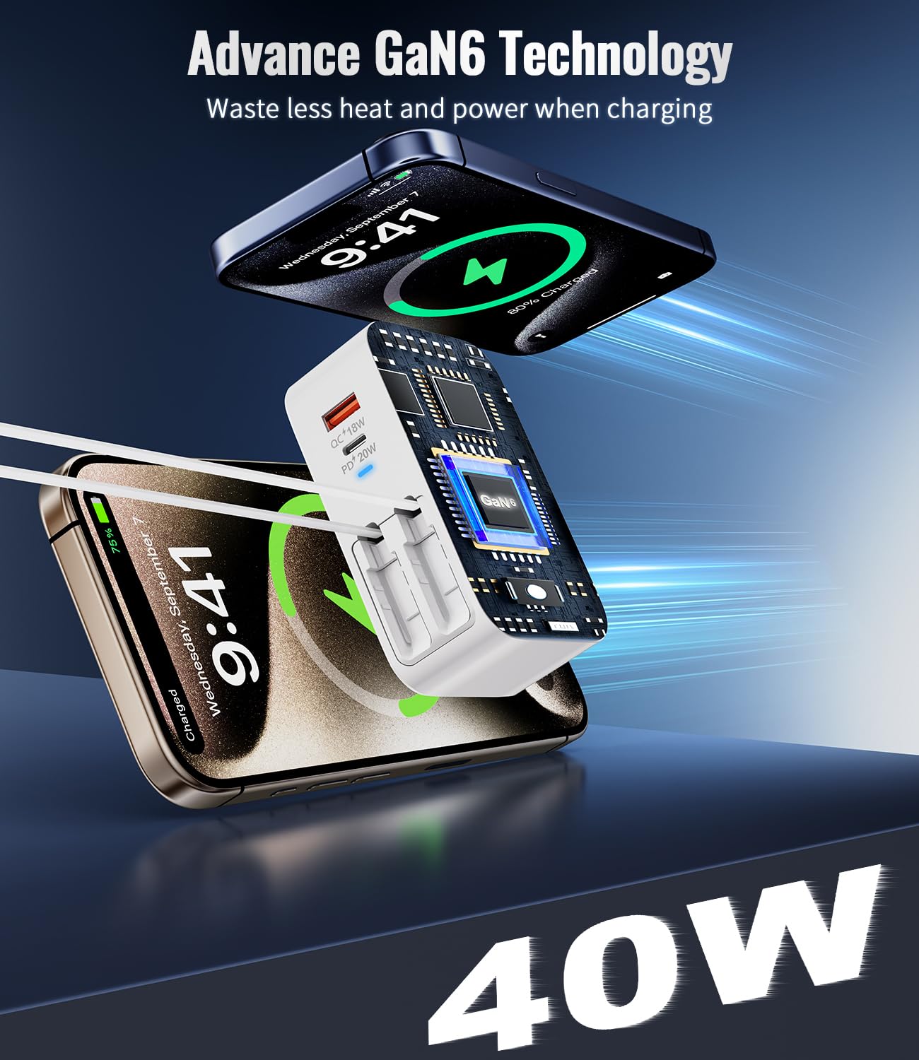 Jasput 4 in 1 Retractable Wall Charger,40W Retractable Phone Charger Wall Plug - Jasput Official Product View 3